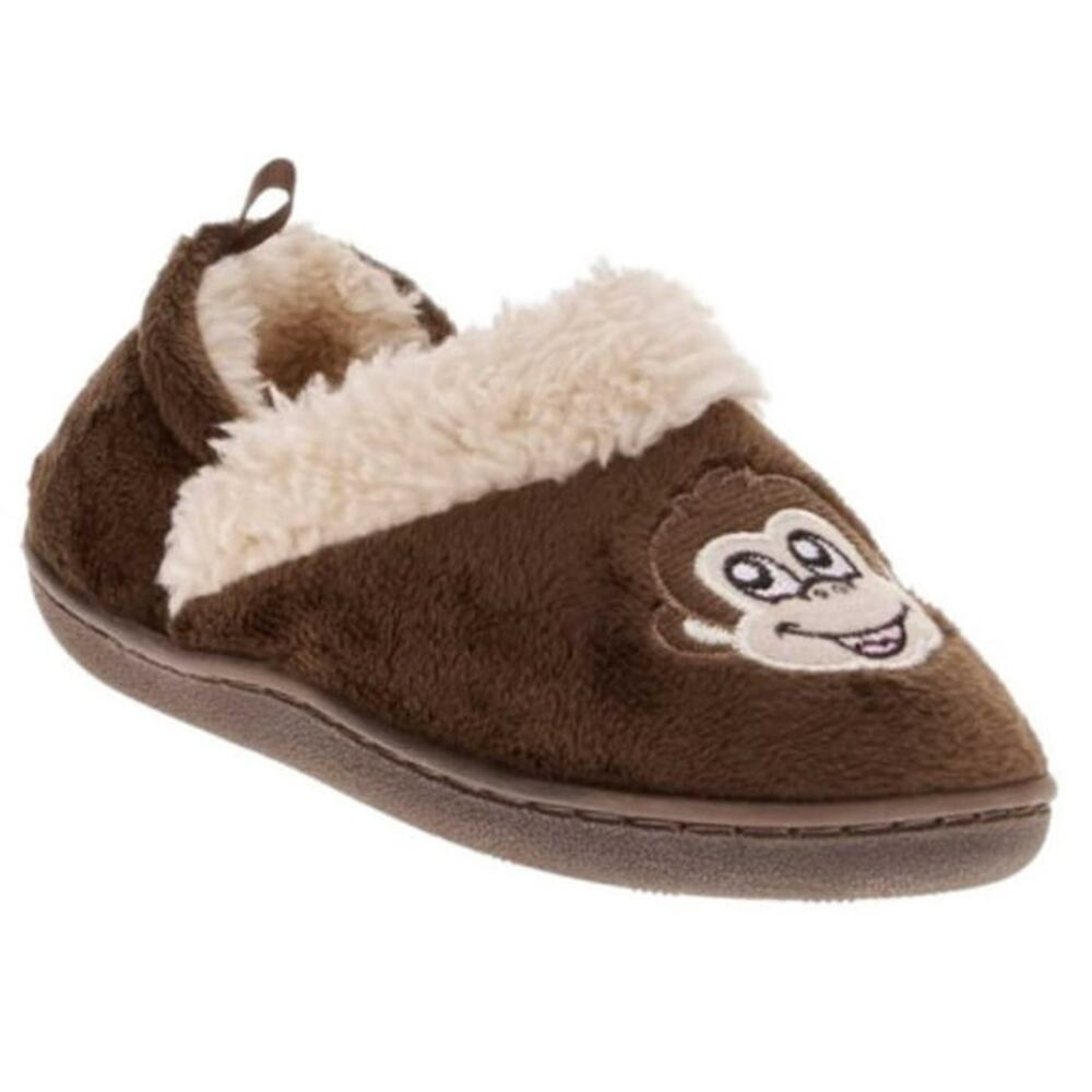 Kids Brown Slipper Fur Loafers Sz M 7/8